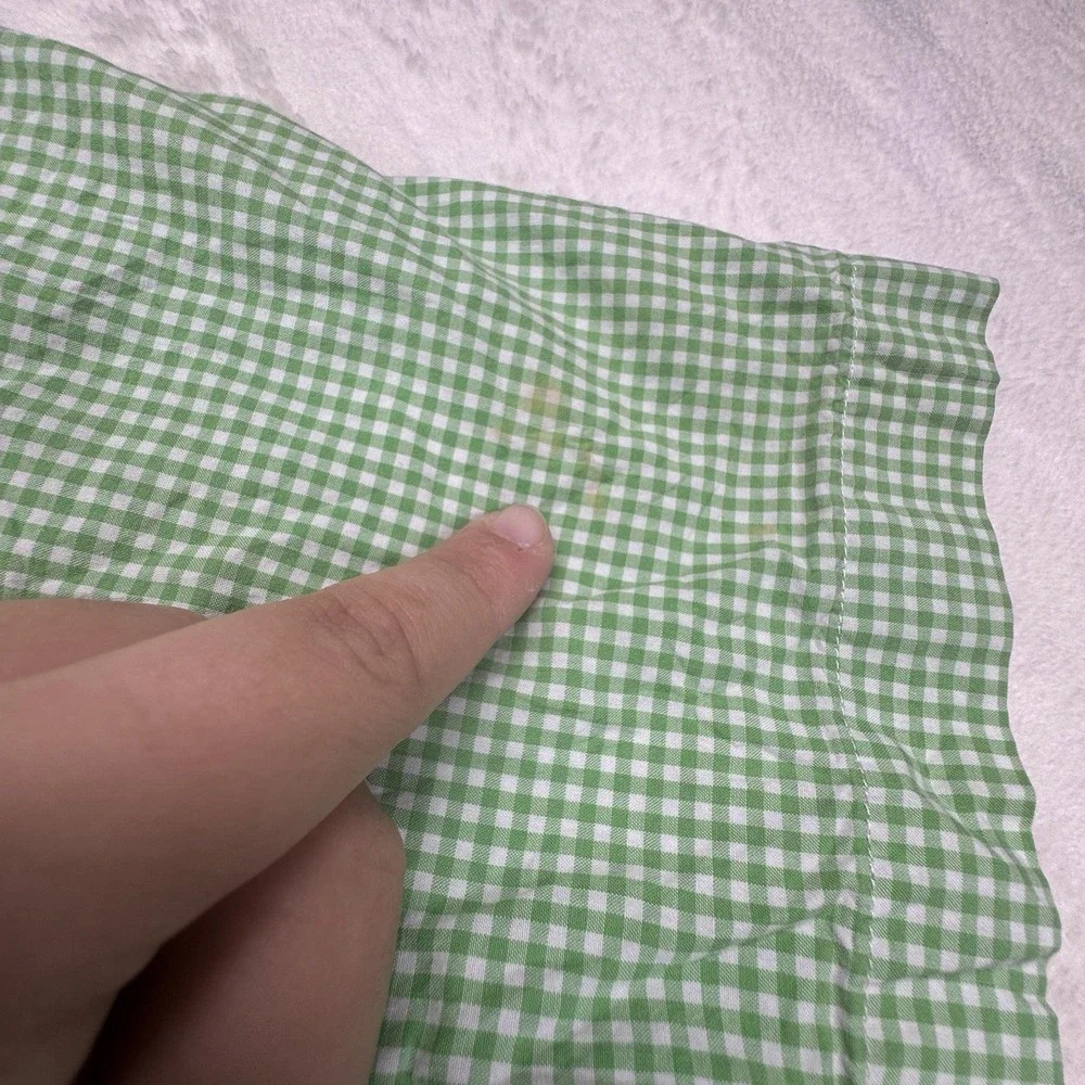 Ralph Lauren Button Shirt Boys S 8 Green Gingham Pony‎ Short Sleeve Preppy